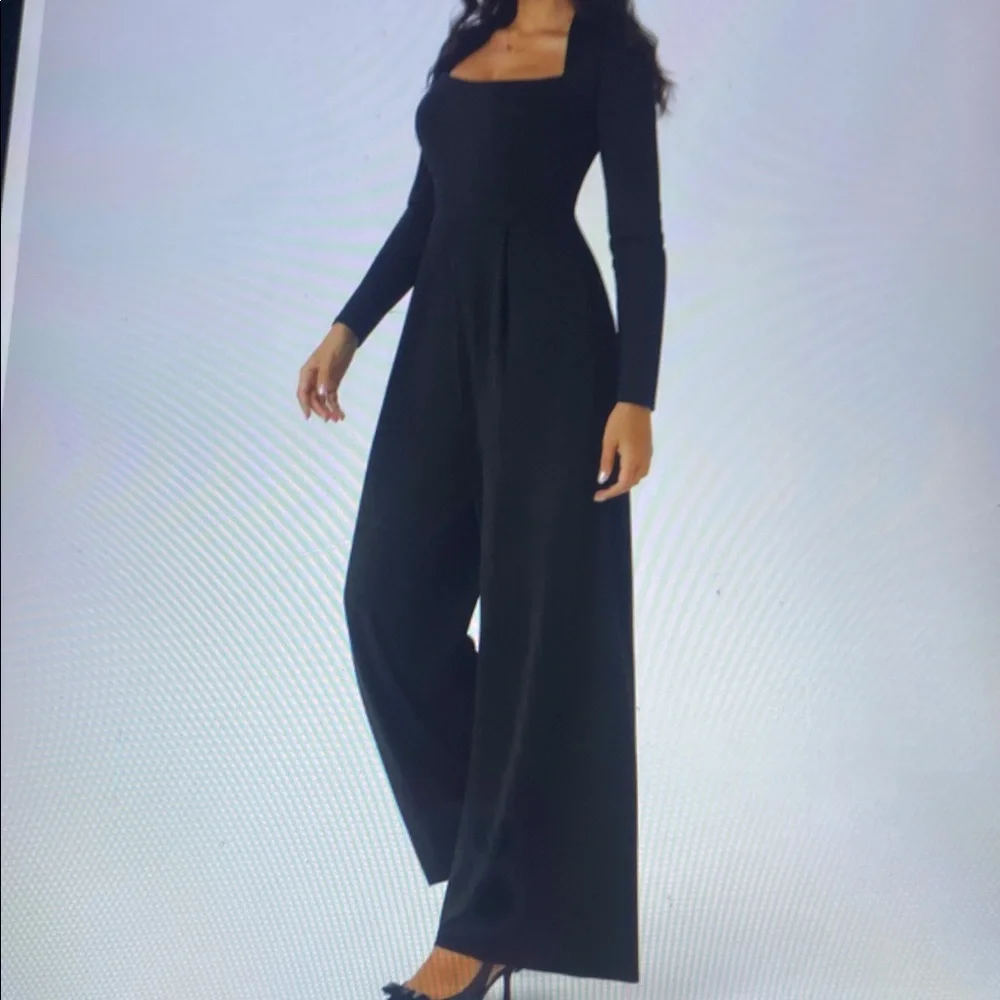 XLARGE.  HALARA LONG SLEEVE WIDE LEG EASY PEEZY JUMPSUIT - Picture 3 of 11